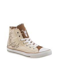 Krüger Buam KRÜGER BUAM Schnürschuh, mit Hirschstickerei beige 43 natur-braun-weiß Sportlicher Trachtenschuh in Leinenoptik
