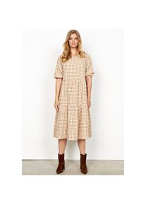soyaconcept Blusenkleid »SC-CANELA2«, in KARO-Design braun XS N-Gr DESERT BROWN COMBI Sommerliches Kleid in MIDI-Länge