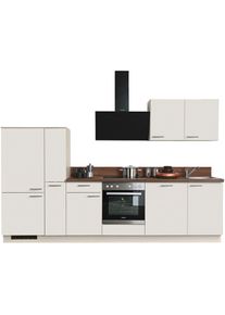 Express Küchen EXPRESS KÜCHEN Küche »Scafa«, vormontiert, ohne E-Geräte, Vollauszug, Soft-Close, Breite 310 cm beige magnolie + nussbaumfarben