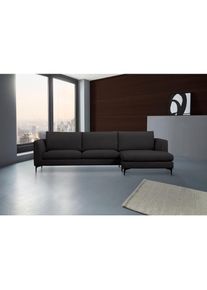 Places of Style Ecksofa »Nixon«, auch in Samtvelours, inkl. Rückenkissen schwarz