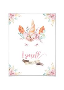 Wall-Art Poster »Blumen Einhorn«, Blumen, (1 St.), Poster, Wandbild, Bild, Wandposter bunt