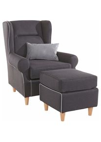 Inosign Ohrensessel inklusive Hocker grau anthrazit/hellgrau