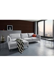 Places of Style Ecksofa »Nixon«, auch in Samtvelours, inkl. Rückenkissen silberfarben silber