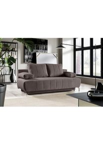 WERK2 Schlafsofa »Troya«, 2-Sitzer Sofa und Schlafcouch mit Federkern & Bettkasten braun