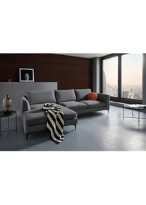 Places of Style Ecksofa »Nixon«, auch in Samtvelours, inkl. Rückenkissen grau dunkelgrau
