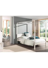 Vipack Himmelbett, wahlweise mit Textil-Set weiß Kiefer massiv, weiß lackiert