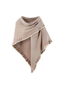 Turi Landhaus Dreieckstuch, Damen, mit Rüschen grau taupe-creme Trachtenpomcho mit Rüschen