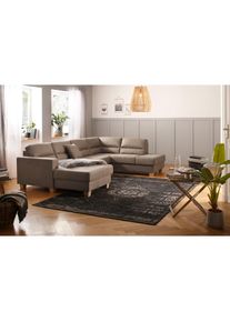 Home Affaire Wohnlandschaft »Navan«, wahlweise mit Bettfunktion und Kopfstütze beige