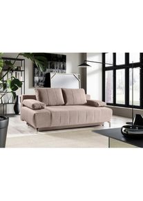 WERK2 Schlafsofa »Troya«, 2-Sitzer Sofa und Schlafcouch mit Federkern & Bettkasten beige