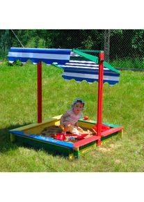 Dobar Sandkasten, BxLxH: 120x120x120 cm, mit Dach bunt bunt/blau/rot