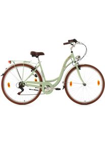 KS-Cycling KS CYCLING Cityrad »Eden«, 6 Gang, Shimano, Tourney RD-TZ 50 Schaltwerk, Kettenschaltung grün Fahrrad