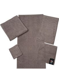Ross Waschhandschuh »Cashmere feeling«, (6 tlg.), mit Wellen-Bordüre grau flanell