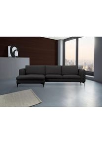 Places of Style Ecksofa »Nixon«, auch in Samtvelours, inkl. Rückenkissen schwarz