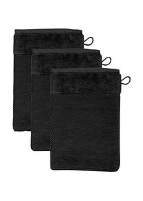Möve MÖVE Waschlappen »Bamboo Luxe 3er Set Waschhandschuh«, (3 tlg.), mit seidig glänzenden Bordüren schwarz black