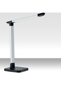B.K.LICHT LED Tischleuchte, 1 flammig-flammig, Schreibtischlampe, dimmbar, Leselampe, Touch, USB, inkl. 7W 500lm silberfarben silberfarben/schwarz