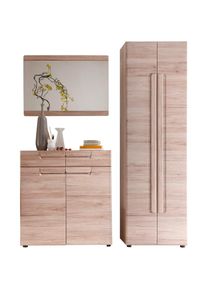 TRENDTEAM Garderoben-Set »Malea«, (Set, 3 St.) braun eichefarben San Remo hell Garderobenschrank, Kommode, Spiegel