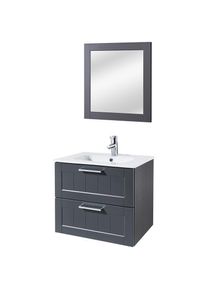 HELD MÖBEL HELD MÖBEL Badmöbel-Set »Barolo«, (3 tlg.), bestehend aus Waschplatz und Spiegelpaneel grau