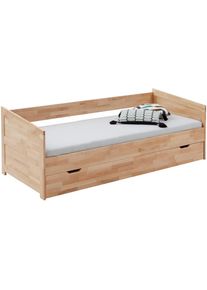 Relita Funktionsbett »Funktionsbett Nina«, Funktionsbett mit Bettschublade, Buche massiv lackiert braun Buche massiv natur lackiert