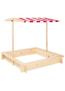 Pinolino® Sandkasten »Leonie«, 120x120 cm, mit Dach rot holzfarben/rot/weiß