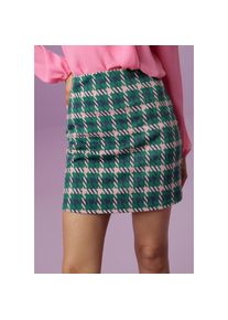 Aniston CASUAL Minirock, im extravagantem Karo-Dessin bunt 34 grün-marine-rosa-kariert Damenrock in elastischer Jacquard-Qualität