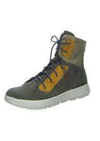 Think! Winterboots »Comoda«, mit Schnürung und Reißverschluss gelb 42 grau-camelfarben Stiefelette mit bequem gepolstertem Schaftrand