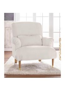 Guido Maria Kretschmer Home & Living GUIDO MARIA KRETSCHMER HOME&LIVING XXL-Sessel »Cholet«, mit Zierkissen und Beinen aus Eiche, Bezugsqualität: Baumwollmix, Big beige creme uni