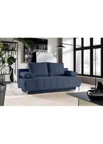 WERK2 Schlafsofa »Troya«, 2-Sitzer Sofa und Schlafcouch mit Federkern & Bettkasten blau dunkelblau