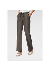 Aniston CASUAL Leinenhose, mit Bindeband braun 48 N-Gr schlamm Damenhose aus einem leichten Leinen-Mix