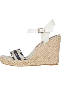 Tommy Hilfiger High-Heel-Sandalette »CORPORATE WEBBING HIGH WEDGE«, mit Logoschriftzug beige 41 ecru High Heel-Sandalette mit Farbdetails