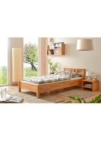 Ticaa Massivholzbett »Merci«, in diversen Breiten, Buche beige Buche massiv natur geölt