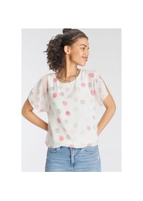Laura Scott Chiffonbluse, mit zarten Punkten bunt 40 weiß-pink-gepunktet Feminine Bluse von Laura Scott