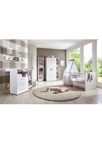 BMG MÖBEL Babyzimmer-Komplettset »Luis«, (Set, 5 St., Bett + Wickelkommode + 2-trg. Schrank + Standregal + Wandboard), Bett + Wickelkommode +...