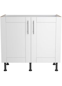 Optifit Spülenschrank »Ahus«, Breite 90 cm braun weiß matt/wildeiche Nachbildung