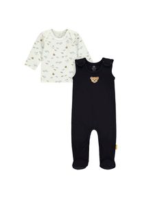 Steiff Neugeborenen-Geschenkset, (Set, 2 tlg.) blau navy, weiß-gemustert 2tlg. Set von Steiff für Jungen