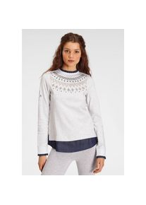 Tom Tailor Polo Team 2-in-1-Langarmshirt, Gerüschter Blusen-Einsatz und farbigen Strassteinen im Norwegermuster beige 36 beige-denim Aufwendiges...