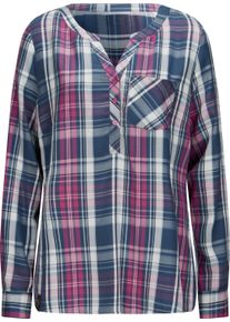 Damen Karobluse jeansblau-fuchsia-kariert