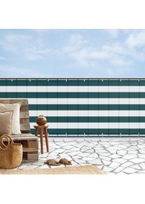 Balkon Sichtschutz Querstreifen in Dunkler Jade