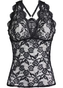 Spitzentop in schwarz, Grösse 44, bonprix