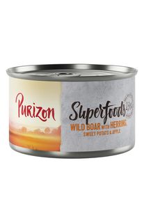 12x 140g Superfoods: Wildschwein mit Hering, Süsskartoffel & Apfel Purizon Hundenassfutter