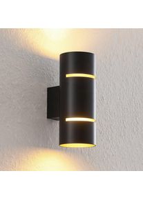 LINDBY Deora LED-Wandampe rund, schwarz-kupfer