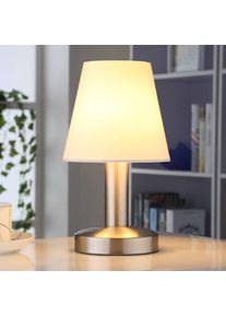 LINDBY Nachttischlampe Hanno mit weißem Textilschirm