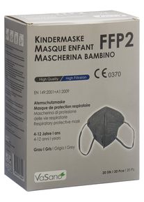 Maske FFP2 Kinder 4-12 Jahre grau deutsch/französisch/italienisch (20 Stück)