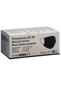 VaSano OP Maske Typ IIR Kind 3-14 Jahre schwarz (50 Stück)