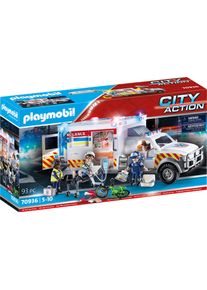 Playmobil® Konstruktions-Spielset »Rettungs-Fahrzeug: US Ambulance (70936), City Action«, (93 St.)