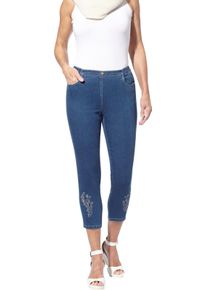Damen 7/8-Jeans mit Trachten-Stickerei blue-stone-washed