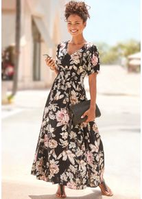 Lascana Witt Damen Maxikleid, schwarz bedruckt, Gr&ouml;&szlig;e 38, 100% Viskose