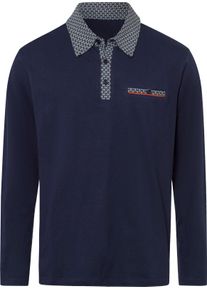 Herren Langarm-Poloshirt marine