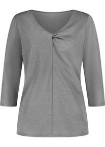 Damen 3/4-Arm-Shirt mit raffiniertem V-Ausschnitt silberfarben