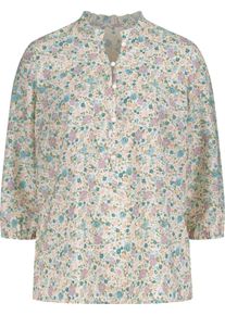 Damen Rüschenbluse jade-mauve-bedruckt