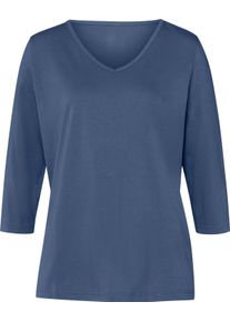 Damen 3/4-Arm-Shirt mit V-Ausschnitt jeansblau